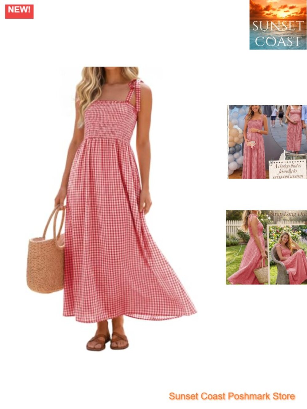 Women's Plaid Maxi Gingham Flowy Dress